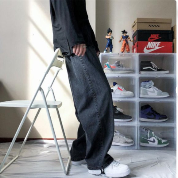 New loose black/blue men's denim trousers